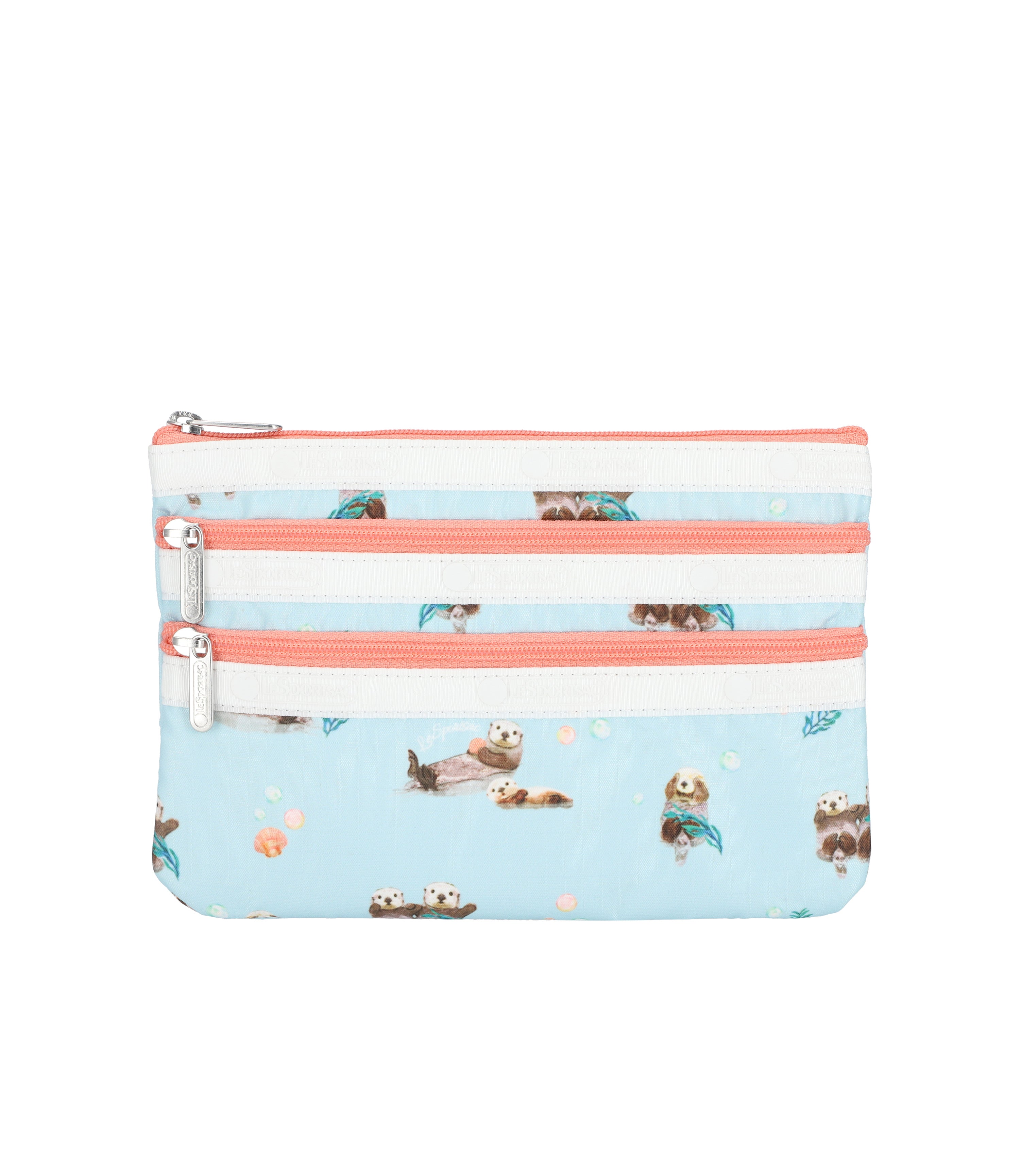 3-Zip Cosmetic - Floating Sea Otters print – LeSportsac