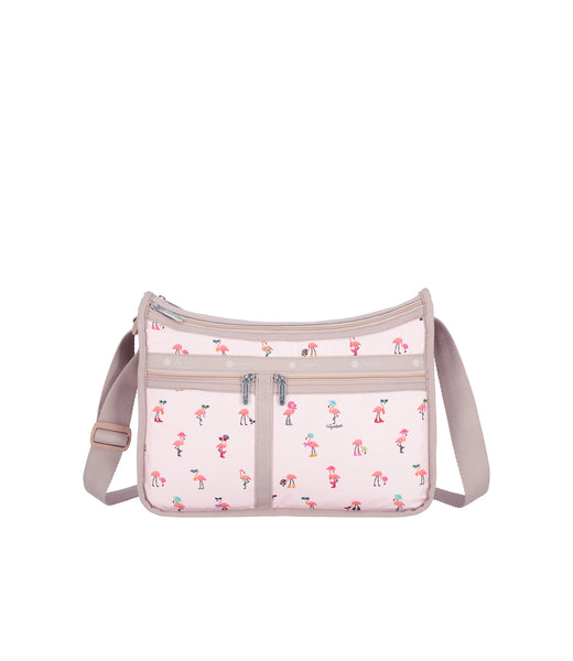 Lesportsac ハーパーバックリボン柄グレー＋ライトピンク Deluxe Everyday Bag - Flamingo Party print – LeSportsac