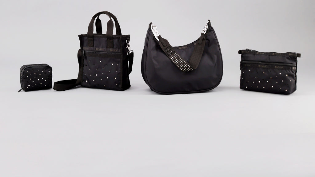 【レア】LeSportsac OVER NIGHTER Swarovski Solid Black Deluxe Large Weekender | Adventure Awaits