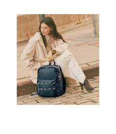 LeSportsac Two-Tone Olive and Navy Backpack Navy Blue Route Backpack | LeSportsac main image 4