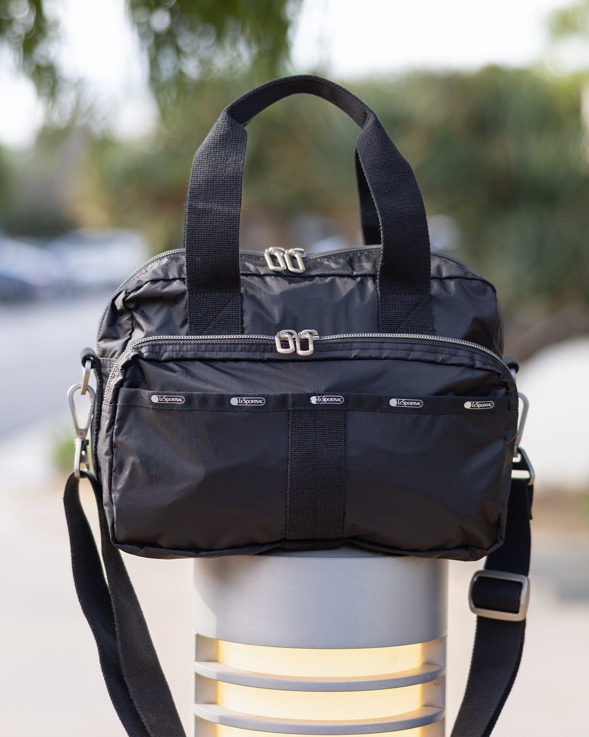 Black 3-Zip Nylon Cosmetic Bag | Travel Makeup Cases | LeSportsac