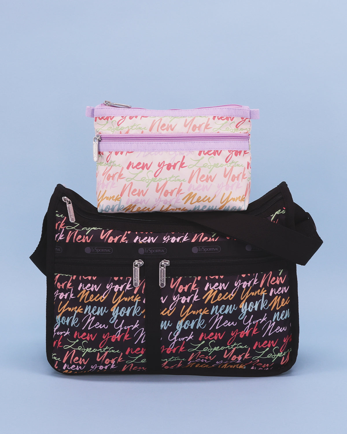 Large Zip Pouch - Black solid – LeSportsac