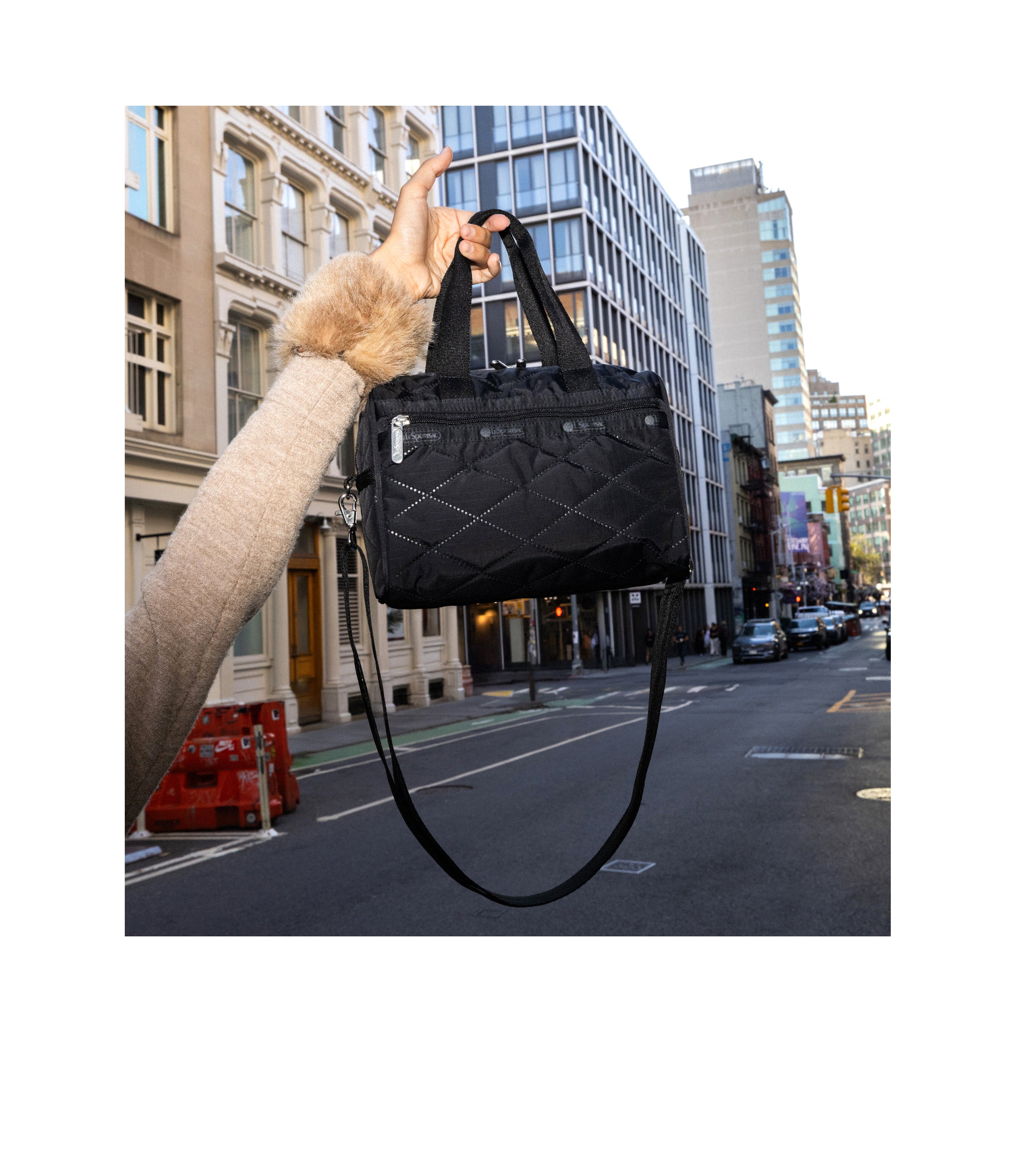 Everyday Small Satchel - Black Cross Deboss – LeSportsac