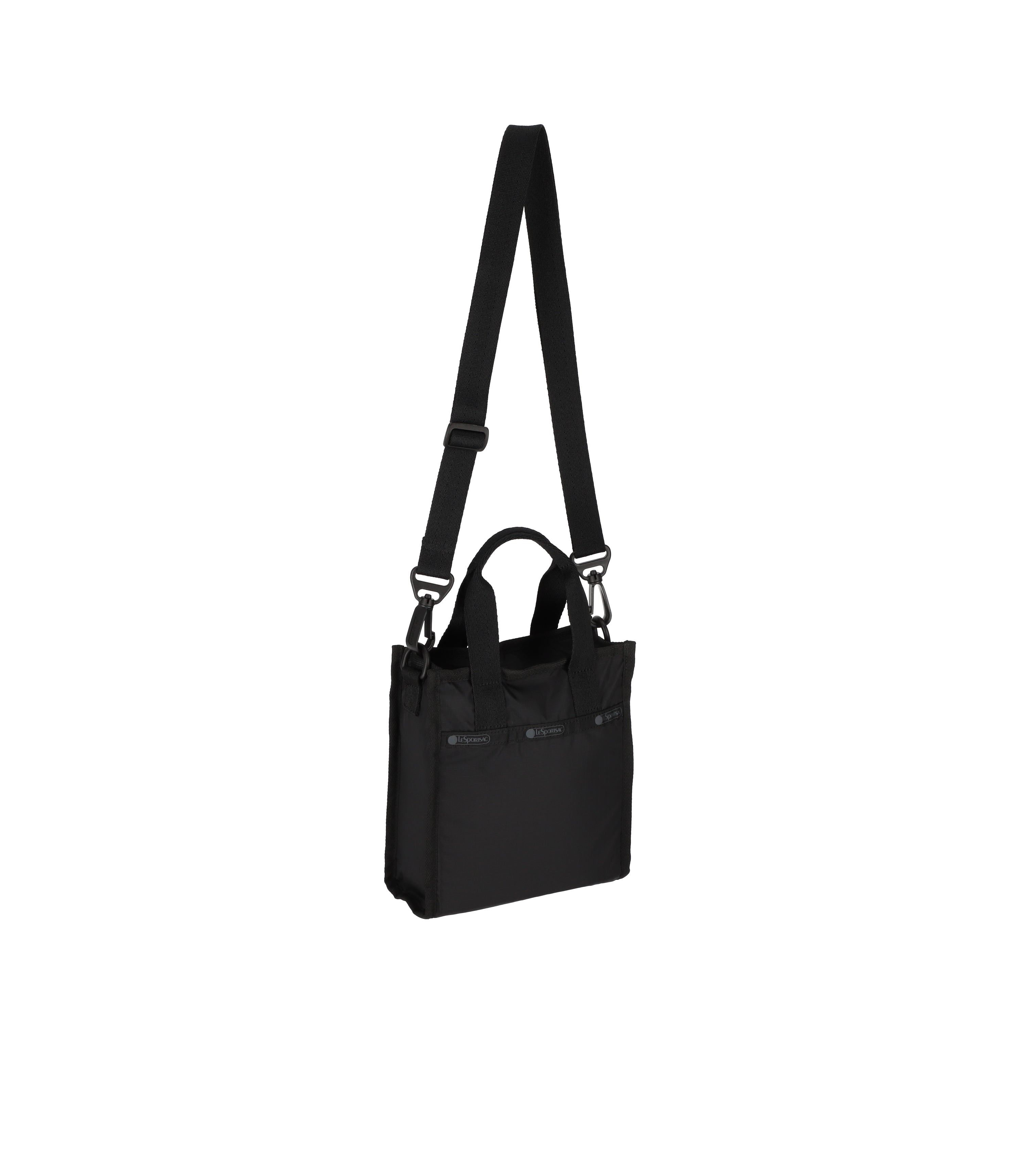 ★LeSportsac★ Black Shine Micro Tote Bag 4298M135 Shiny Black Medium Zip Tote| LeSportsac